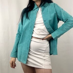 Pendleton Turquoise Suede Button-Up Jacket
